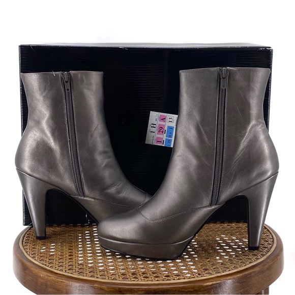 Cami silver leather mid-calf heel boots - Picture 1 of 7